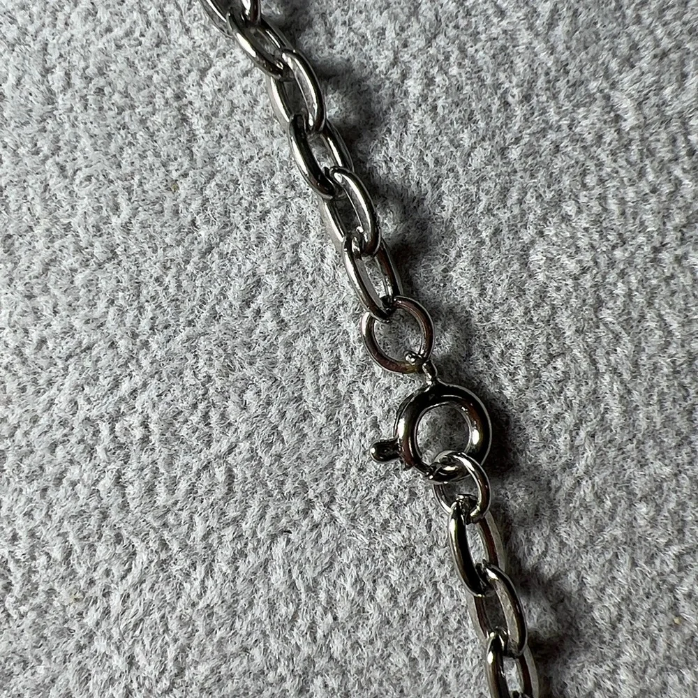 50s Mid-Century Modern Owl Silver Tone Pendant Necklace Vintage Goth